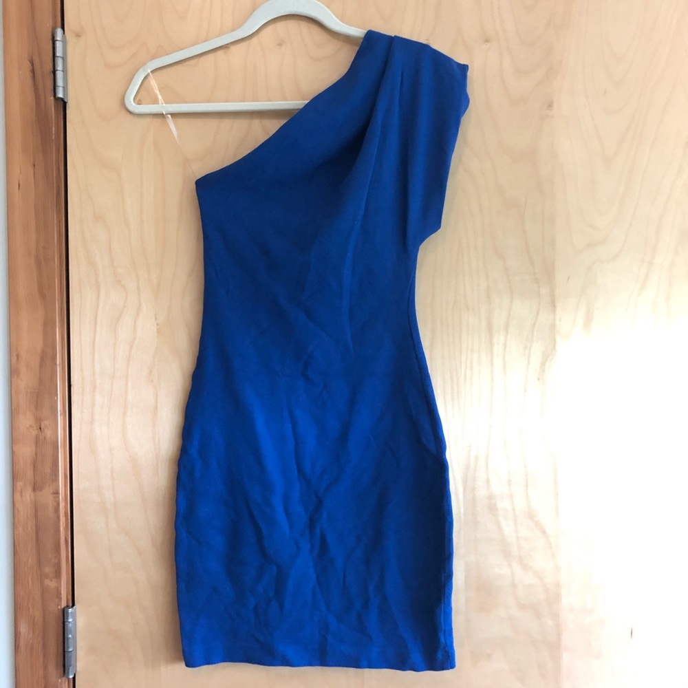 American Apparel Blue Interlock Asymmetrical Dress
